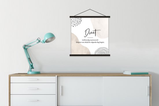 Support pour affiches avec affiche 60 x 60 cm - Affiche scolaire - Dictons - Citations - Régime - Dictionnaire - Définition de régime - Affiche textile - Lattes noires