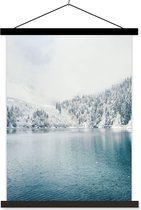 Posterhanger incl. Poster 40x53 cm - Schoolplaat - Winter - Water - Sneeuw - Textielposter - Zwarte latten