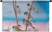 Wandkleed - Wanddoek - Vogels - Mus - Dieren - Takken - 180x120 cm - Wandtapijt