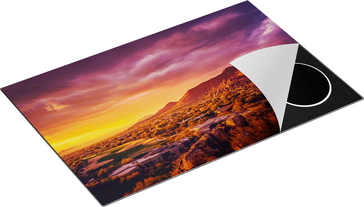 Chefcare Inductie Beschermer Woestijn Landschap met Zonsondergang - 81,6x52,7 cm - Afdekplaat Inductie - Kookplaat Beschermer - Inductie Mat