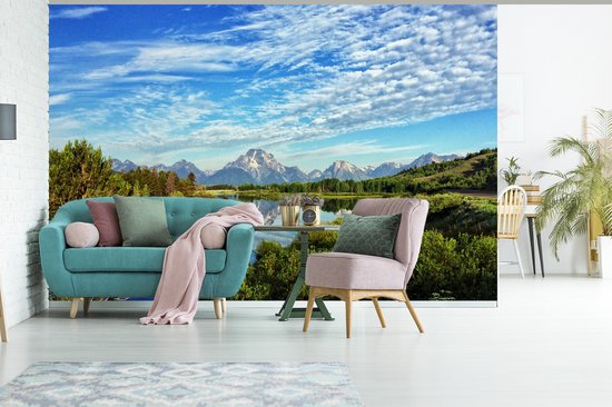 Papier peint Papier peint photo en vinyle - Paysage vert du Wyoming largeur 390 cm x hauteur 260 cm - Tirage photo sur papier peint (disponible en 7 tailles)