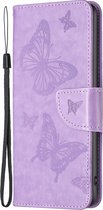 Mobigear Telefoonhoesje geschikt voor Nokia G21 Hoesje | Mobigear Butterfly Bookcase Portemonnee | Pasjeshouder voor 2 Pasjes | Telefoonhoesje voor Pinpas / OV Kaart / Rijbewijs - Paars