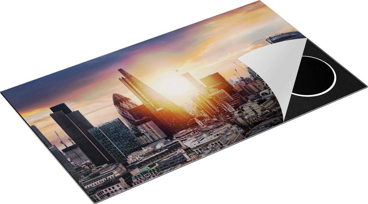 Chefcare Inductie Beschermer Londen Stad bij Zonsopgang - 90x52 cm - Afdekplaat Inductie - Kookplaat Beschermer - Inductie Mat