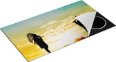 Chefcare Inductie Beschermer Twee Silhouetten van Indianen bij Zonsondergang - 95x50 cm - Afdekplaat Inductie - Kookplaat Beschermer - Inductie Mat