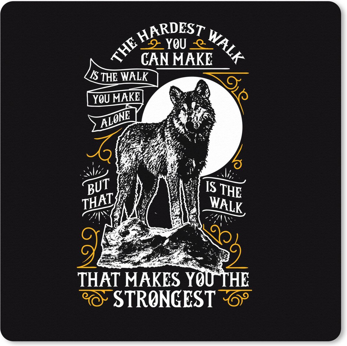 Muismat XXL 80x80 cm - Bureau onderlegger - Bureau mat Wolf - Dieren - Retro - Quote - Bureaumat - Gaming mousepad xl - Bureaulegger groot - Computer deskmat
