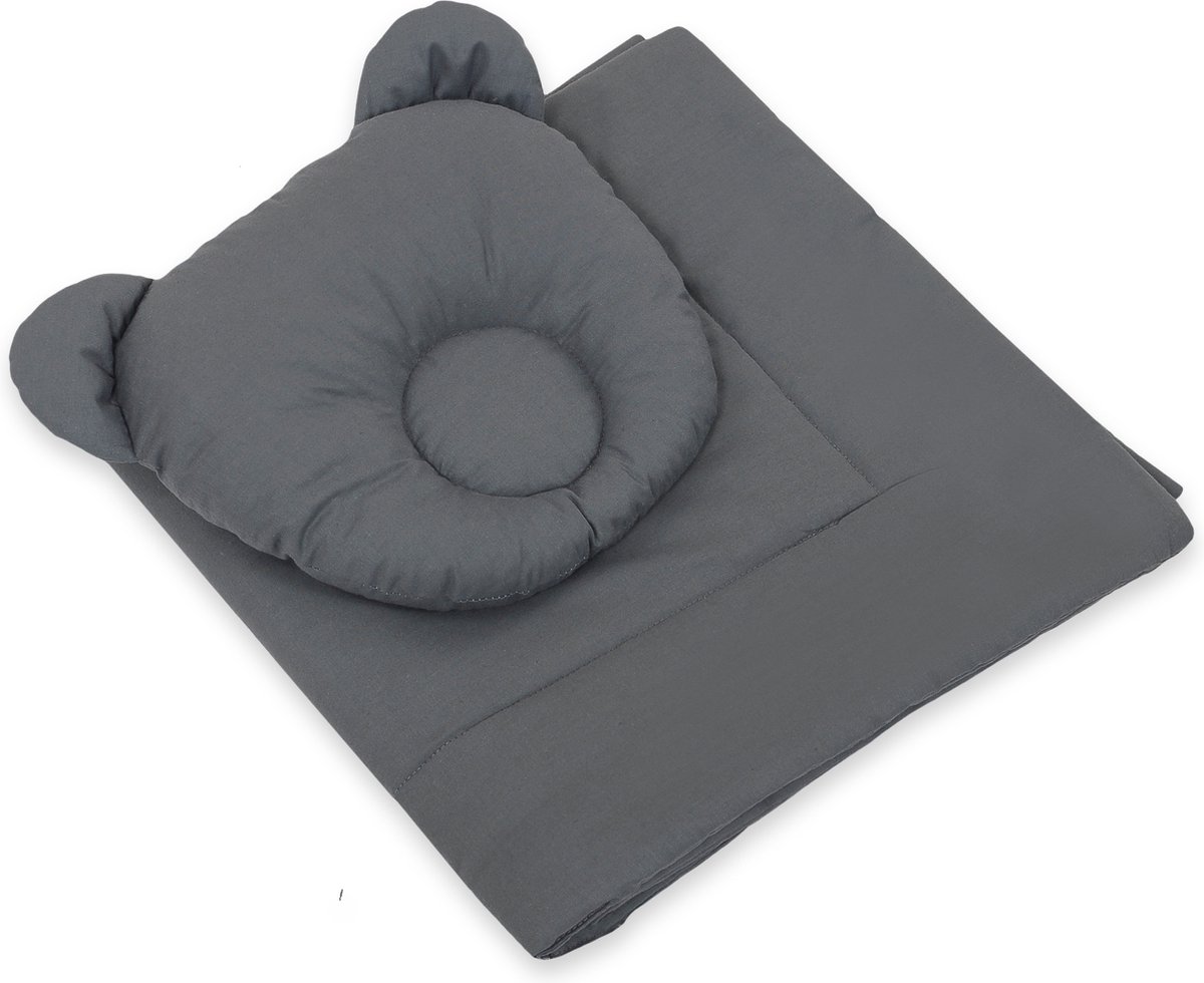 Puckababy - inbakerslaapzak - Deken met kussen - 2st set - Antreciet Puckababy - inbakerslaapzak - Deken met kussen - 2st set - Antreciet