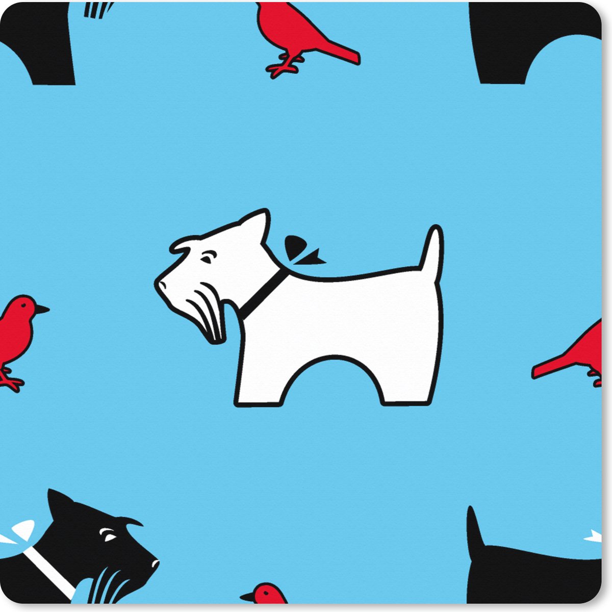 Muismat XXL 50x50 cm - Bureau onderlegger - Bureau mat Hond - Vogel - Dieren - Patronen - Kinderen - Bureaumat - Gaming mousepad xl - Bureaulegger groot - Computer deskmat