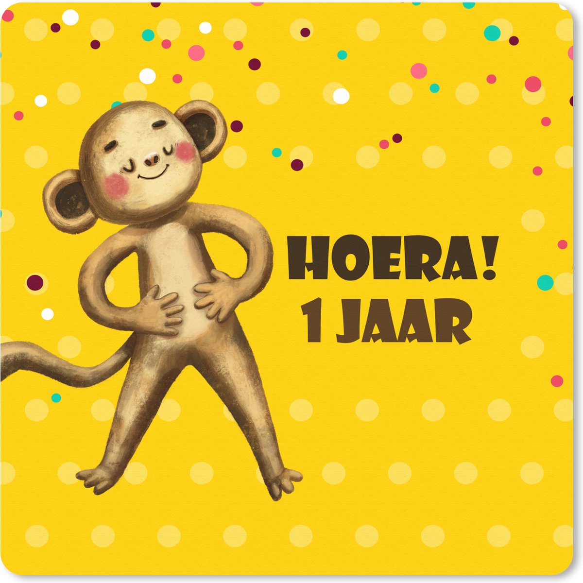 Muismat XXL 60x60 cm - Bureau onderlegger - Bureau mat Kind - 1 jaar verjaardag - Knuffeldier - Bureaumat - Gaming mousepad xl - Bureaulegger groot - Computer deskmat