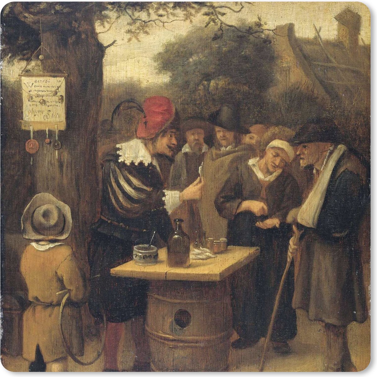 Muismat XXL 50x50 cm - Bureau onderlegger - Bureau mat De kwakzalver - Jan Steen - Bureaumat - Gaming mousepad xl - Bureaulegger groot - Computer deskmat