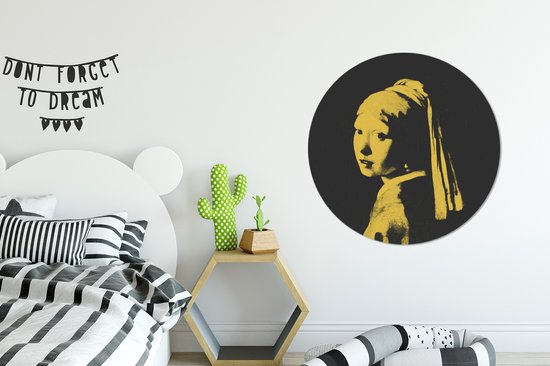 Cercle mural - Plastique - Boucle d'oreille La Fille à la perle - Vermeer - Art - ⌀ 90 cm