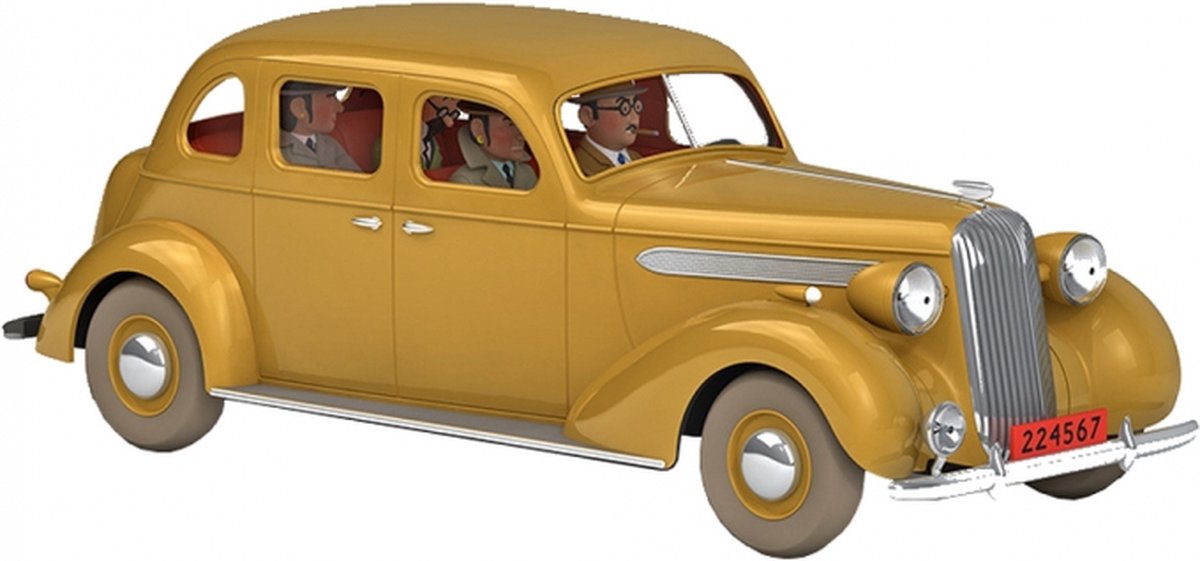 Kuifje Moulinsart Auto 1/24 - De beige Buick 1936 - Zonnebloem Tintin + 2 boeven Sedan #36