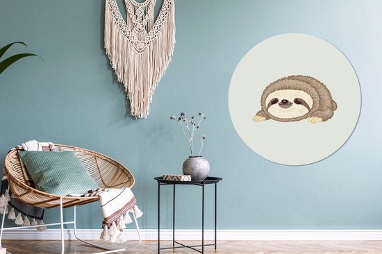 Illustration pour enfants d'un paresseux endormi Assiette en plastique cercle mural ⌀ 90 cm - impression photo sur cercle mural / cercle vivant (décoration murale)