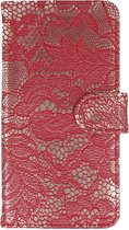 Lace Bookstyle Wallet Case Hoesjes Geschikt voor Sony Xperia Z3 Compact Rood