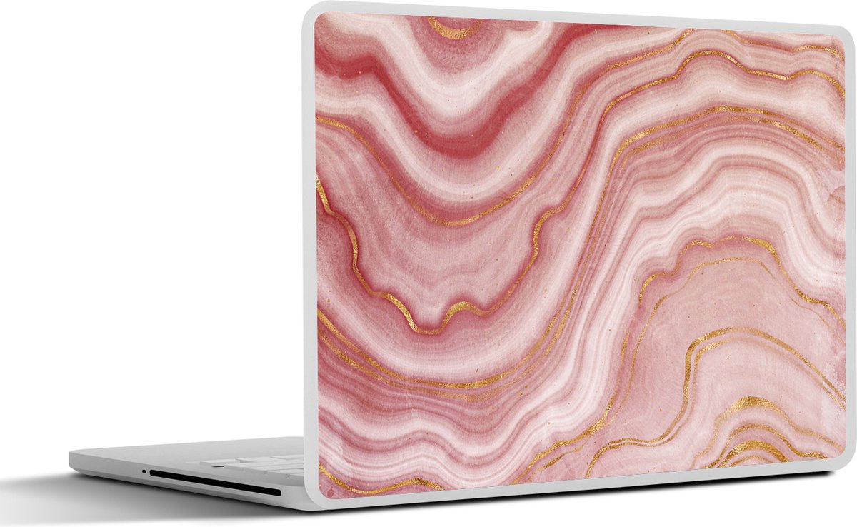 Laptop sticker - 10.1 inch - Agaat - Roze - Stenen - Kristal - 25x18cm - Laptopstickers - Laptop skin - Cover