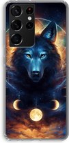 Case Company® - Hoesje geschikt voor Samsung Galaxy S21 Ultra hoesje - Wolf Dreamcatcher - Soft Cover Telefoonhoesje - Bescherming aan alle Kanten en Schermrand