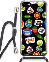 Case Company® - Hoesje met koord geschikt voor iPhone SE 2020 hoesje met Koord - Fruitsticker - Telefoonhoesje met Zwart Koord - Extra Bescherming aan alle Kanten en Over de Schermrand
