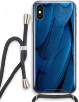 Case Company® - Hoesje met koord geschikt voor iPhone XS hoesje met Koord - Pauw - Telefoonhoesje met Zwart Koord - Extra Bescherming aan alle Kanten en Over de Schermrand