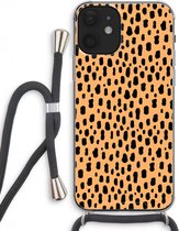 Case Company® - Hoesje met koord geschikt voor iPhone 12 hoesje met Koord - Panter - Telefoonhoesje met Zwart Koord - Extra Bescherming aan alle Kanten en Over de Schermrand
