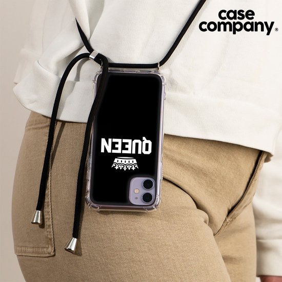 Case Company® - Coque pour iPhone XR avec cordon - Queen Black - Coque pour téléphone avec cordon Zwart - Protection Extra sur tous les côtés et sur le bord de l'écran