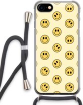 Case Company® - Hoesje met koord geschikt voor iPhone SE 2020 hoesje met Koord - Smiley N°2 - Telefoonhoesje met Zwart Koord - Extra Bescherming aan alle Kanten en Over de Schermrand