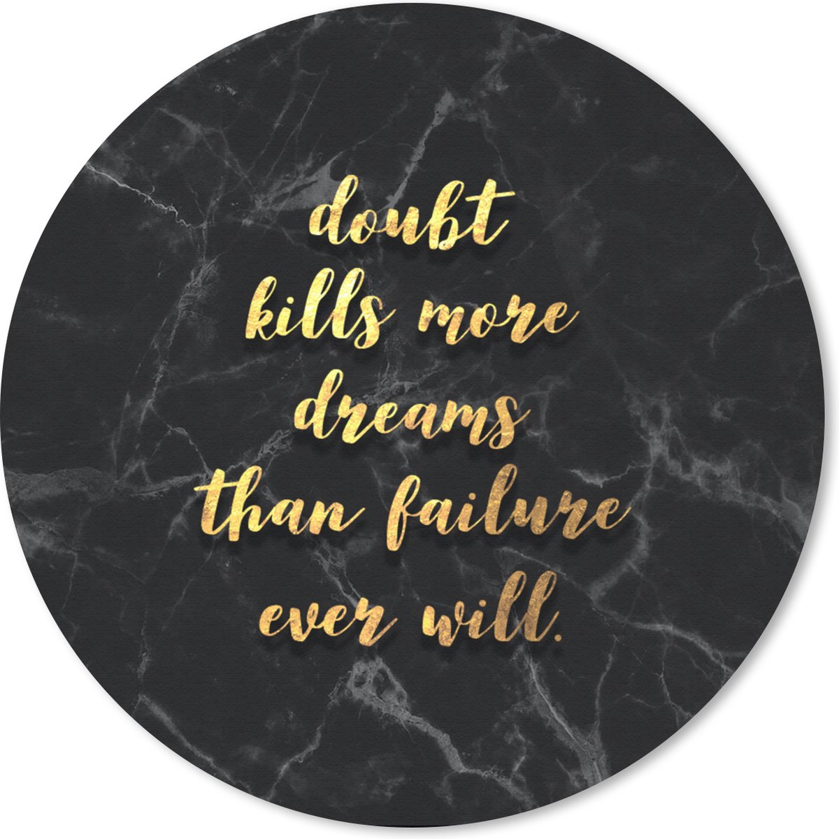 Muismat rond 50x50 cm - Mousepad Quotes - Dreams - Gold - Marmer print - Ronde muismatten
