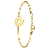 Lucardi Dames Goldplated armband met open hart - Staal - Armband - Cadeau - Moederdag - 20 cm - Goudkleurig