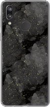 Geschikt voor Huawei P20 Lite (2020) hoesje - Marmer print - Glitter - Goud - Zwart - Patronen - Siliconen Telefoonhoesje