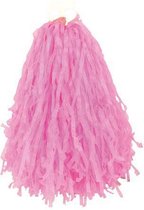 1x Stuks cheerball/pompom roze met ringgreep 28 cm - Cheerleader verkleed accessoires