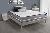 Complete boxspring met matras tweepersoons- Actisom Actiflex pur grijs - Pocketveren - 160 x 195 cm