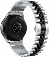 Strap-it Luxe Jubilee stalen bandje - geschikt voor Huawei Watch GT 3 Pro 43mm / GT 3 42mm / GT 2 42mm - zilver/zwart
