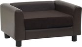 vidaXL - Hondenbank - 60x43x30 - cm - pluche - en - kunstleer - bruin