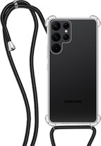 Hoes Geschikt voor Samsung S22 Ultra Hoesje Transparant Met Telefoonkoord Cover Shock Proof Case Koord Hoes