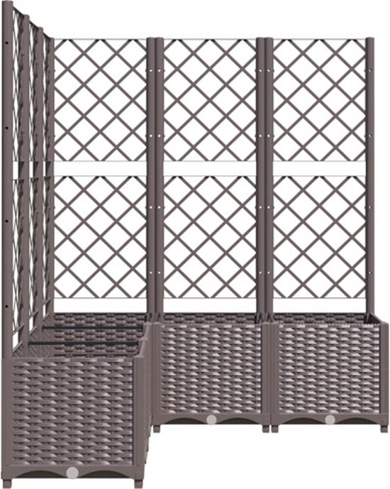 vidaXL - Plantenbak - met - latwerk - 120x120x136 - cm - polypropeen - bruin