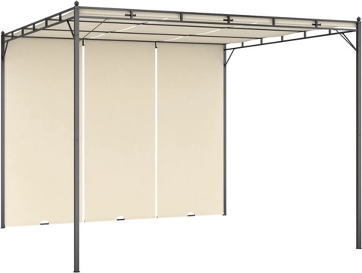 Vidaxl Tuinprieel Met Zijgordijn 3x3x2,25 M Crème