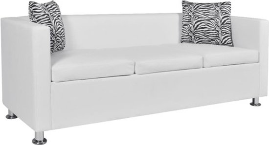 vidaXL Canapé 3 places en similicuir Blanc