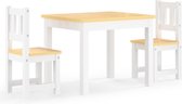 vidaXL 3-delige Kindertafel- en stoelenset MDF wit en beige