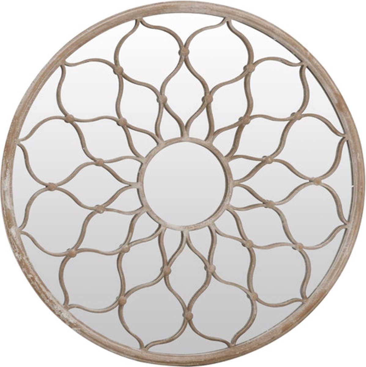 vidaXL - Spiegel - rond - 60x3 - cm - ijzer - zandkleurig