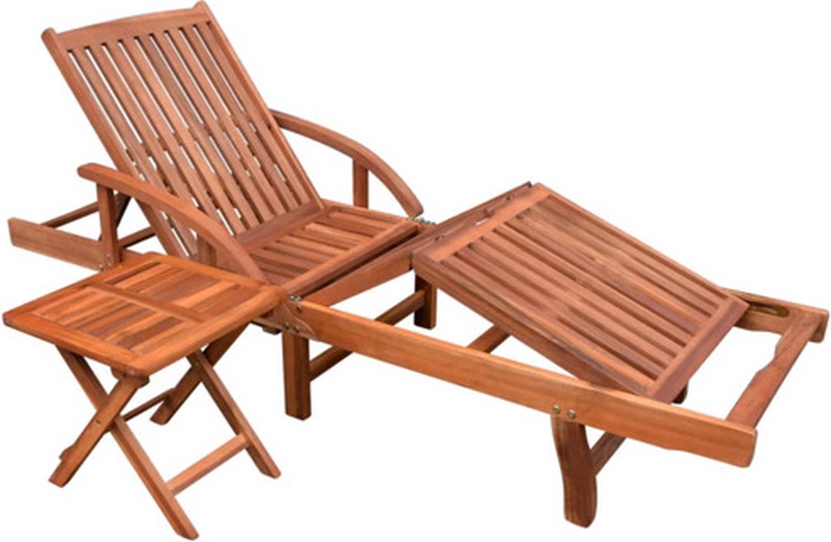 vidaXL Ligbed met tafel massief acaciahout