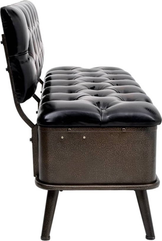 Banc de rangement vidaXL avec dossier 110 cm similicuir noir - Banc de rangement - Bancs de rangement - Coffre de rangement