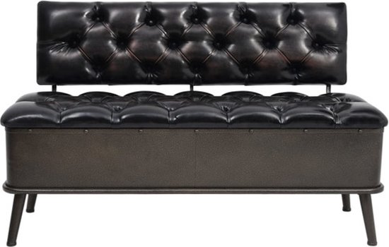 Banc de rangement vidaXL avec dossier 110 cm similicuir noir - Banc de rangement - Bancs de rangement - Coffre de rangement