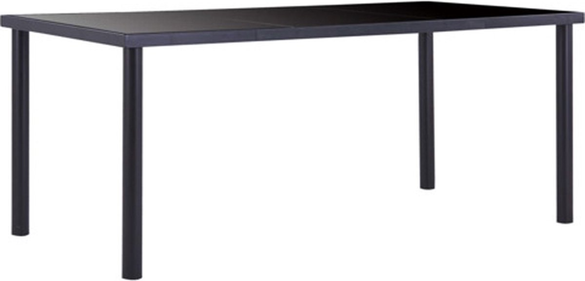 vidaXL - Eettafel - 180x90x75 - cm - gehard - glas - zwart