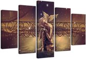 Trend24 - Canvas Schilderij - Golden Buddha - Vijfluik - Oosters - 200x100x2 cm - Bruin