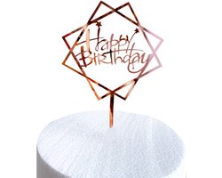 Cake Topper Happy Birthday Versiering Taarttopper Decoratie Rose Goud Verjaardag Versiering Feest Versiering – 1 Stuk