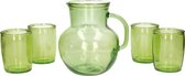 Glazen sangria set groen met schenkkan en 4 glazen