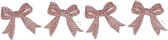 Cosy & Trendy kersthangers strikjes - 4x st - roze -11 cm - glitters - kerstboomversiering