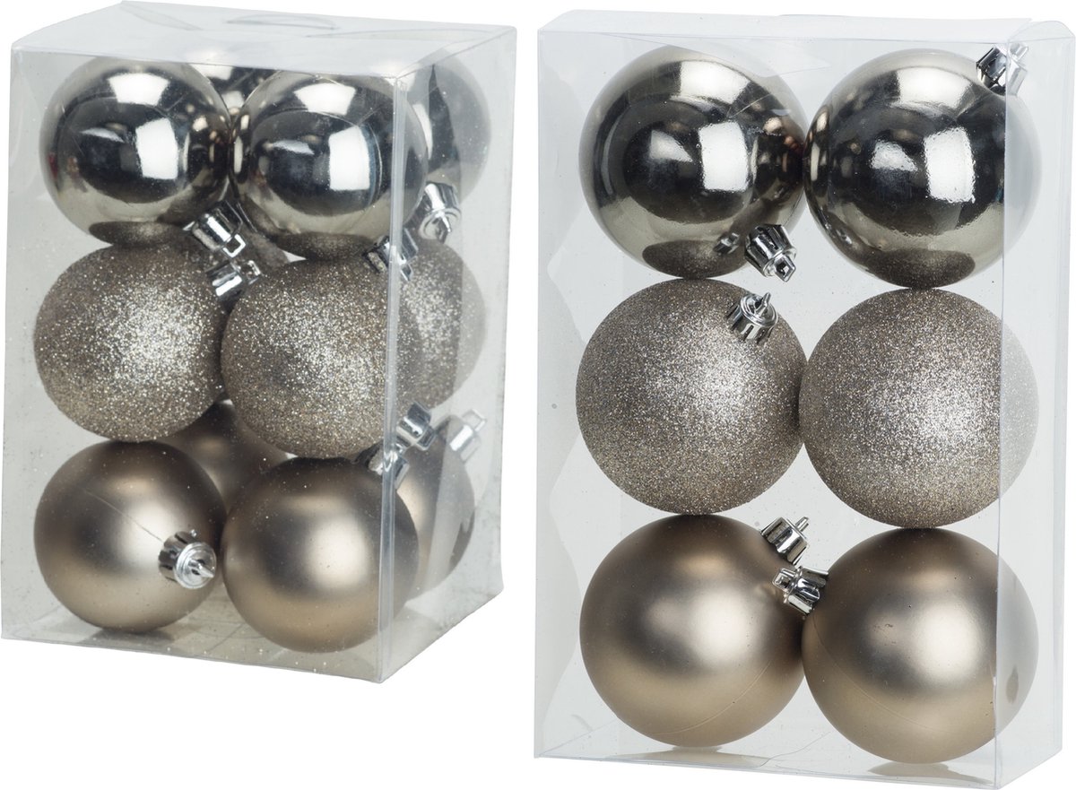 Cosy & Trendy Kerstballen set 36 stuks - 6 en 8 cm - mat - glans - glitter - champagne – foto 2