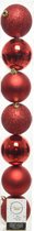 7x stuks kunststof kerstballen rood 8 cm - Mix - Onbreekbare plastic kerstballen