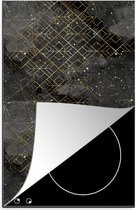 KitchenYeah® Inductie beschermer 30x52 cm - Marmer print - Zwart - Goud - Geometrie - Kookplaataccessoires - Afdekplaat voor kookplaat - Inductiebeschermer - Inductiemat - Inductieplaat mat
