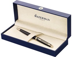 Waterman Hémisphère-balpen | Matzwart met 23-karaats gouden afwerking | Medium punt | Blauwe inkt | Geschenkverpakking