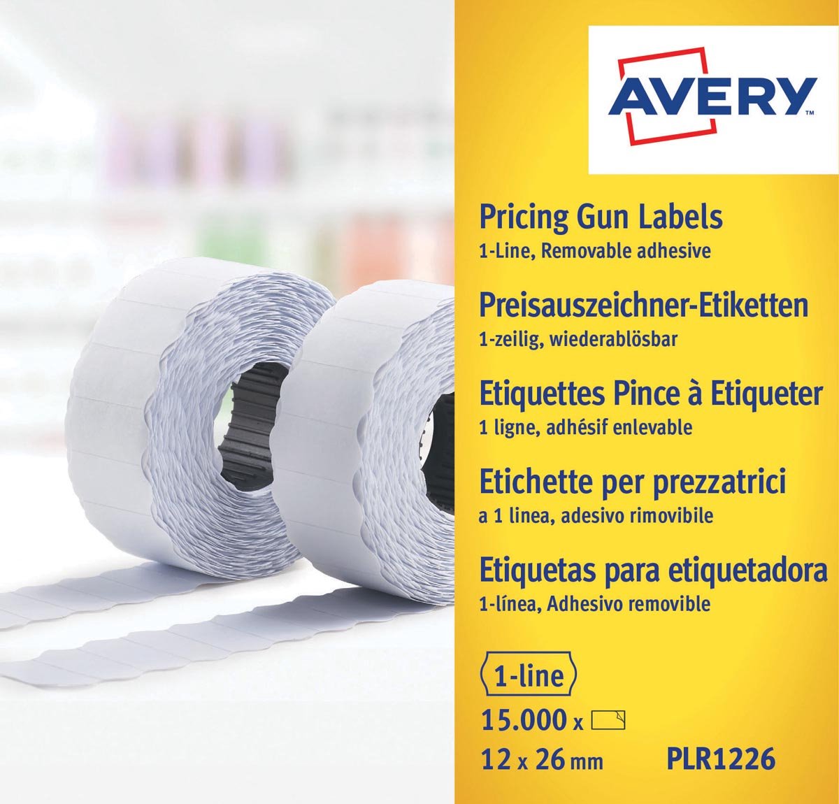 Avery-Zweckform Prijslabels PLR1226 Weer verwijderbaar Breedte etiket: 26 mm Hoogte etiket: 12 mm Wit 15000 stuk(s) - Avery-Zweckform